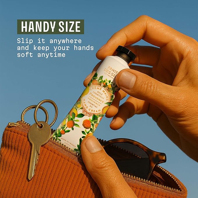 Panier des Sens - Small Hand Cream for Dry Cracked Hands - Provence Mini Hand Lotion for Dry Skin - With Shea Butter and Olive Oil - Hand Care 97% Natural Ingredients - Travel Size 1 floz