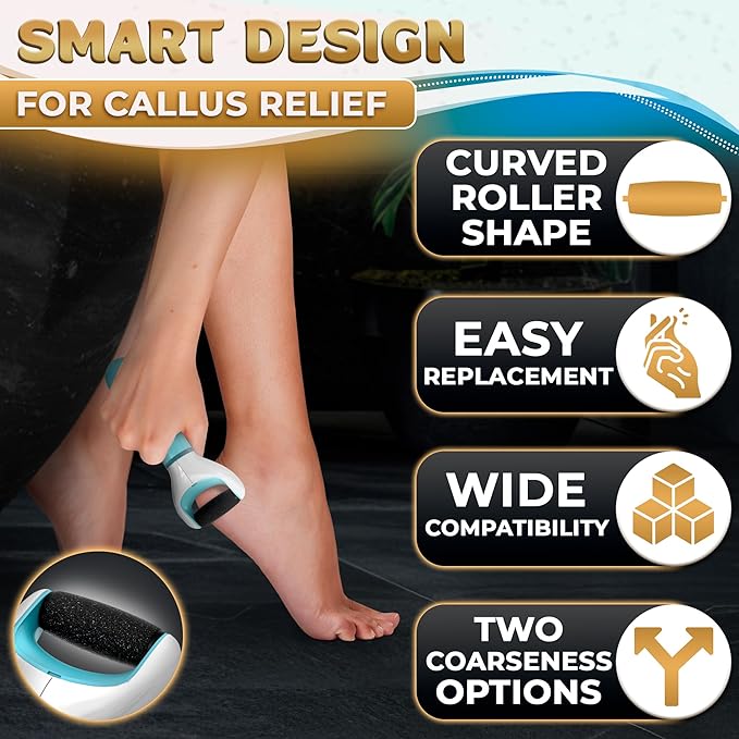 11 Pcs Replacement Rollers for Electric Foot Callus Remover Tool - 7 Extra Coarse & 4 Regular Coarse Refill Heads (1.92 x 0.65 Inches), Micro-Diamond Crystals - Compatible with Amope Pedi Perfect Pro