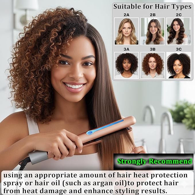 NITION Ceramic Tourmaline Hair Straighteners LCD Flat Iron MCH 10s Fast Heating Up. 1" Smooth 3D Floating Plate Healthy Straightening Tools. Travel Pouch Bag. Dual Voltage. Luxury Gift Box