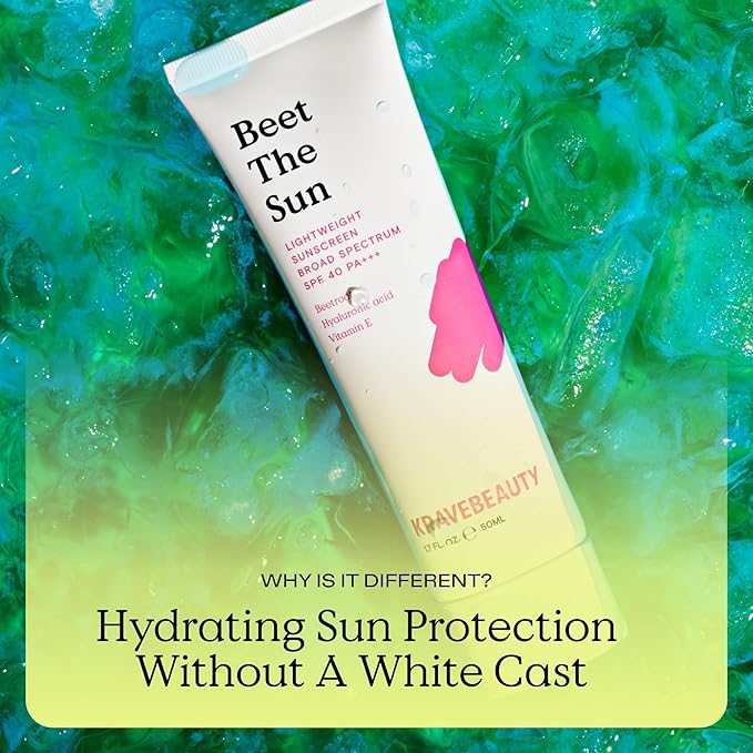 KraveBeauty Beet The Sun SPF 40 Duo – Korean-Inspired Daily Broad Spectrum Sunscreen, Non-Greasy, No White Cast, Vegan & Cruelty-Free, 1.7 fl oz x2