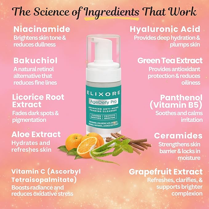 AgeDefy Pro Niacinamide Face Cleanser for Women | Daily Anti-Wrinkle & Calming Facial Wash with Aloe Vera & Green Tea | Removes Makeup & Oil, Deep Cleansing & Hydrating Face Wash (100ml)