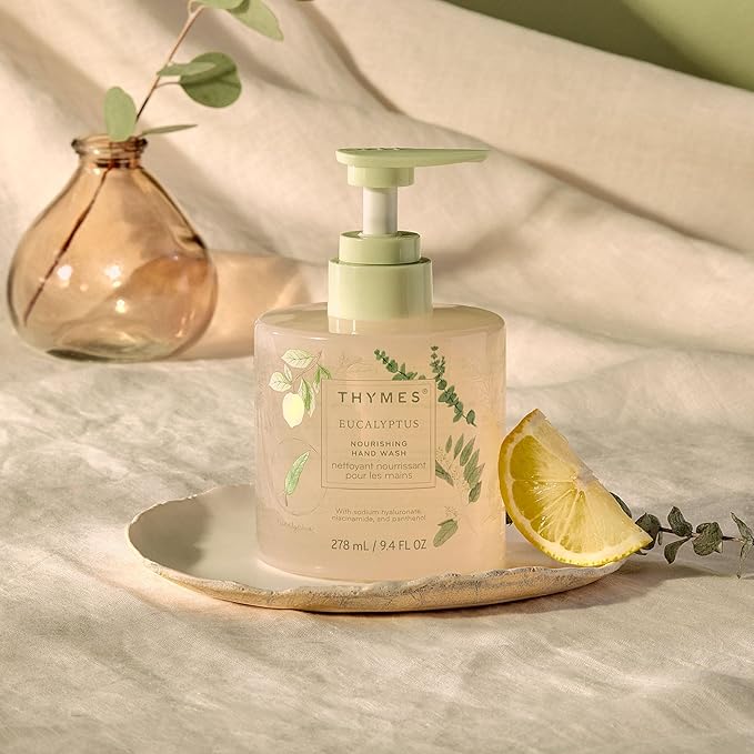 Thymes Nourishing Hand Wash - Liquid Hand Soap for Bathroom or Kitchen - Liquid Soap with Notes of Eucalyptus Oil, Lemon, Petitgrain, Bergamot, Lemongrass, & Lush Fir (Eucalyptus, 9.4 fl oz)