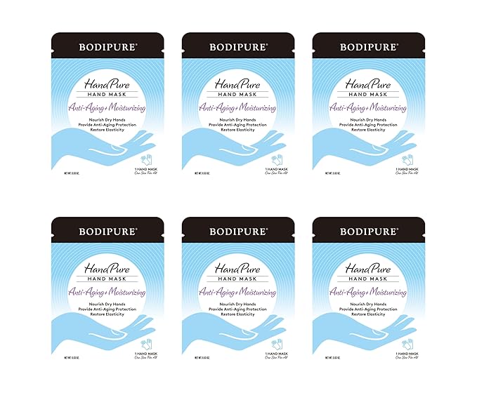 HandPure Hand Repair & Anti-Aging Hand Mask – 20-Minute Moisturizing Gloves for Dry, Cracked Hands, Softens Cuticles, Paraben-Free, With Natural Botanical Ingredients (6 Packs)