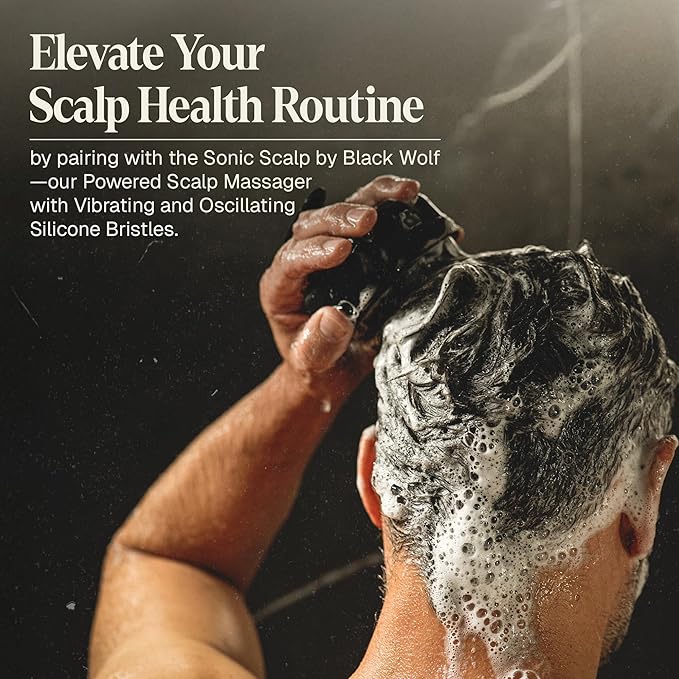 Black Wolf Mens Shampoo for Oily Hair, 12 Fl Oz - Charcoal-Infused Oil Control Shampoo with Moisturizing & Deep Cleansing Formula Hydrates & Nourishes Scalp - Daily Hair Care for Men