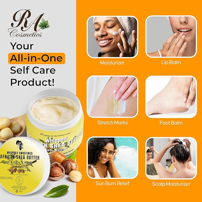 RA Cosmetics Pure Shea Butter, Unscented - 12oz | 100% Pure and Natural African Shea Butter for Men & Women - Handcrafted Moisturizer with Essential Vitamins for Radiant Skin, Thicker Hair & Soft Lips