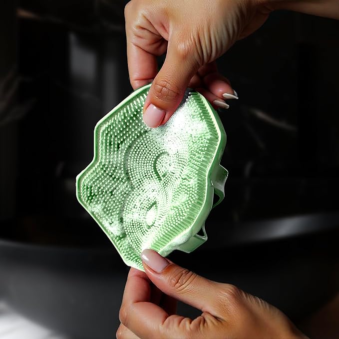 Silicone Shower Scrubber for Body – Exfoliating Loofah Alternative, Zinc & Silver-Infused, Hygienic & Gentle for Sensitive Skin, Durable & Long-Lasting Body Scrubber for Men - Mint