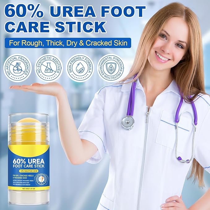 Urea Cream 60% Urea Cream 60% Foot Care Stick Deeply Moisturising and Fast Absorbing Gentle Exfoliation for Dry, Cracked Heels & Thickened Skin