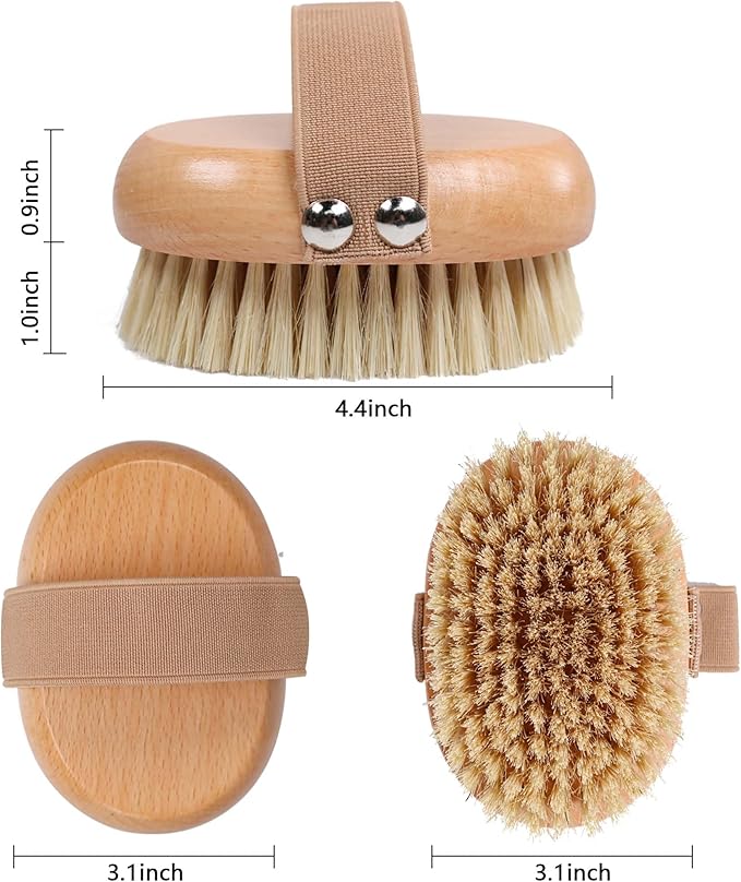 OWIIZI Dry Brushing Body Brush with Soft Vegan Bristles Antiskid Wooden Exfoliator Bath Scrubber for Wet or Dry Exfoliating,Body Scrub Deep Cleanse