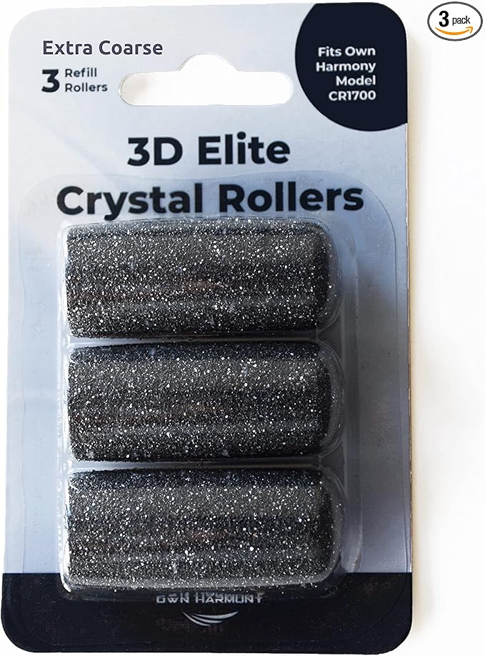 Extra Coarse Refill Rollers by Own Harmony - Best Fit for Electric Callus Remover CR1700: Professional Foot Care for Healthy Feet, Pedicure File Tools - Refills 3 Pack Replacement Roller Heads