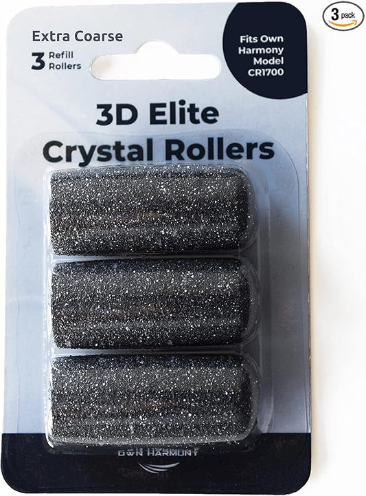 Extra Coarse Refill Rollers by Own Harmony - Best Fit for Electric Callus Remover CR1700: Professional Foot Care for Healthy Feet, Pedicure File Tools - Refills 3 Pack Replacement Roller Heads