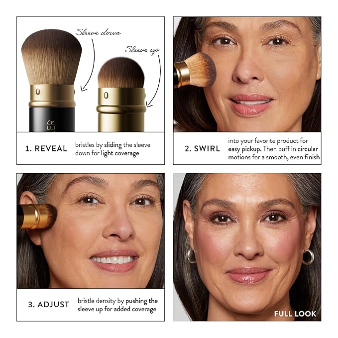 LAURA GELLER NEW YORK Retractable Airbrush Kabuki Brush for All Face Makeup & Foundation for Liquid, Cream and Powder Face Makeup With Aluminum Handle