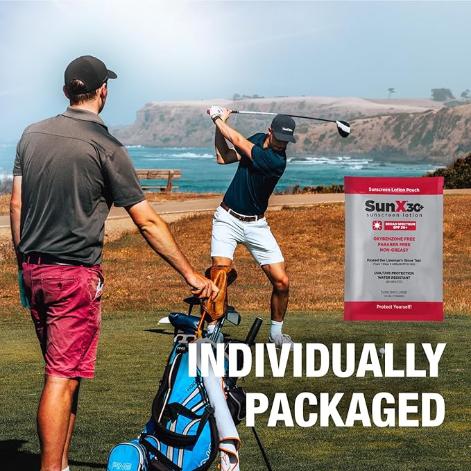 CoreTex Sun X 30+ SPF Individual Sunscreen Packets Travel Size - Bulk Pack of 100 Paraben, Oxybenzone, & Oil Free Broad Spectrum Sunscreen - No White Cast and Water Resistant Up to 80 Minutes