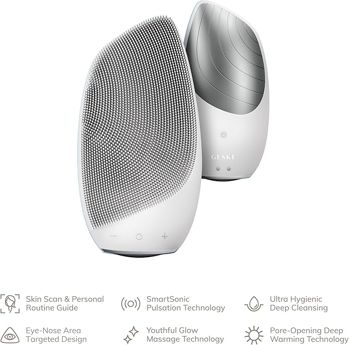 GESKE SmartAppGuided Sonic Thermo Facial Brush | 6 in 1 | Skin Cleansing | Cleansing Brush with Thermal Function | Electric Facial Massager