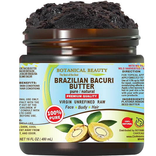 Botanical Beauty Brazilian BACURI BUTTER 100% Pure Natural VIRGIN UNREFINED for FACE, SKIN, BODY, HAIR, NAILS Skin Moisturizer Butter, Skin Nourishing Butter (16 Fl Oz)