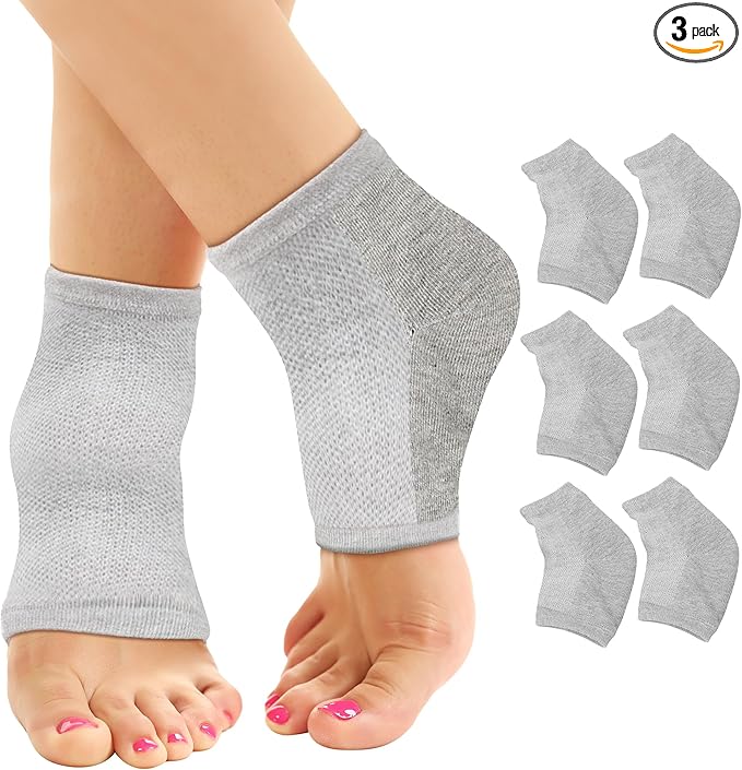 Moisturizing Socks for Women & Men | Aloe Vera Cracked Heel Treatment | Foot Callus Remover | Aloe Socks for Cracked Heels & Dry Feet | Lotion Infused Gel Heel Sleeves (Fits Most)