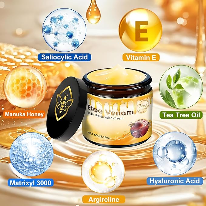 2 PCS Bee Venom Skin Restoration Cream,Bee Venom Skin Treatment Cream,Firms and Rejuvenates, Quickly Smoothing Out Wrinkles and Fine Lines