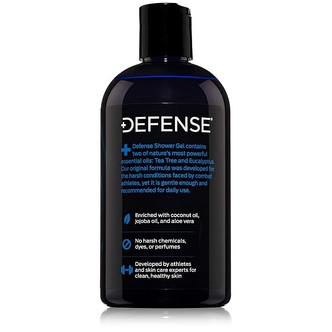 Defense Soap Tea Tree Body Wash | All Natural Organic Shower Soap for Athletes | Odor Control & Skin Fungal Protection for Sports, Post Workout & Recovery - 12 oz