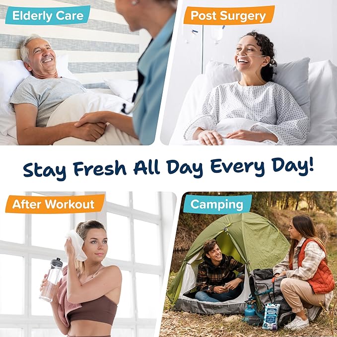 Body Wipes for Adults Bathing No Rinse 100pc XL - Ultra Thick Shower Travel Wipes for Personal Cleansing & Hygiene Essentials, Elderly Care, Incontinence Disposable Washcloths for Women Men