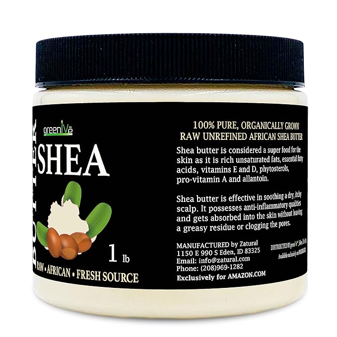 GreenIVe Shea Butter Raw 100% Pure Unrefined Ivory Shea Butter Grade A West African Karite Nut Butter for DIY Butters Lotions Creams Soaps Balms Lip Care Hair Body Moisturizer Massage Butter Jar 16oz