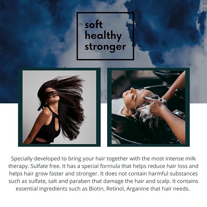 Morfose Milk Biotin Shampoo - Sulfate-Free Formula, Intensive Milk Therapy with 15 Amino Acid Complex, Biotin and Retinol Enriched for Hair Growth, Strengthening Arginine, 33.81 Fl. Oz