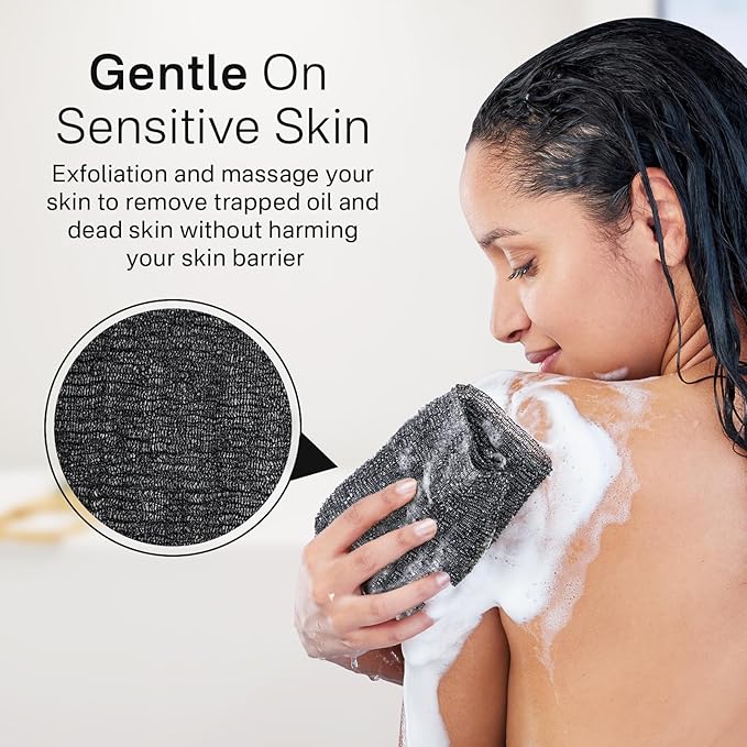 Yiclick Exfoliating Washcloth Towel, Japanese Exfoliating Bath Wash Cloth for Body Exfoliation, Korean Back Scrubber Washer for Shower, African Net Sponge Brush Loofah Exfoliator