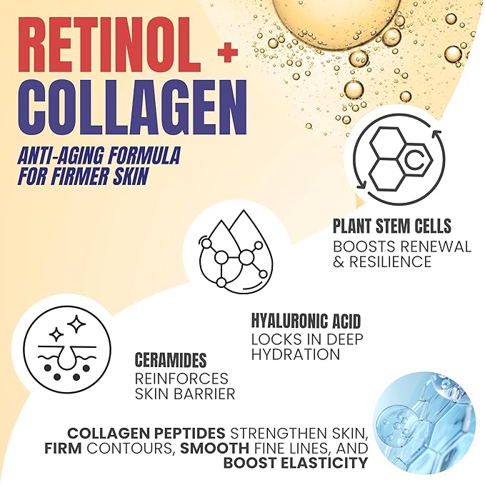 Alozera Retinol Collagen Firming Body Lotion (2-Pack) and Retinol Collagen Serum with Stem Cells – Hydrating and Firming Skincare Duo for Face, Neck and Body, Lightweight, Fragrance-Free, Made in USA