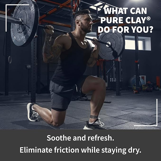 All Natural Mens Anti Chafing Powder, Deep Mined Calcium Bentonite Clay, Body, Groin, Arm Pit, Foot, Anti Chaf Powder, Paraben Free, Talc Free, Food Grade Organic, 8 oz