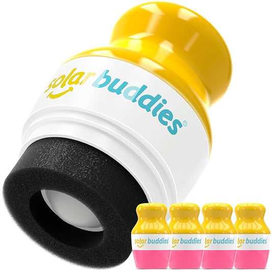 Solar Buddies Sunscreen Applicator - Pink Pack of 4 - BPA-Free Refillable Roll on Sponge Sunscreen, Suncream & Lotion Applicator For Kids, Adults & Families - Holds 3.4fl oz, Perfect Size for Travel