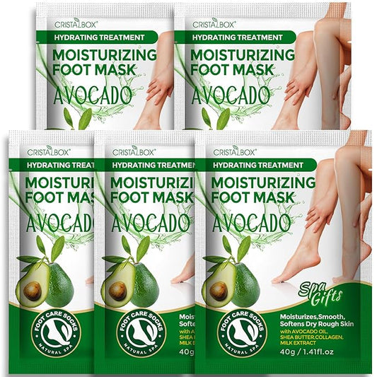 Moisturizing Foot Mask 5 Pack,Hydrating Foot Masks for Dry Cracked Feet,Moisturizing Socks Dry Skin Moisturizer for Soft and Smooth Touch Feet,Foot Care Spa Gifts for Women Men Stocking Stuffers