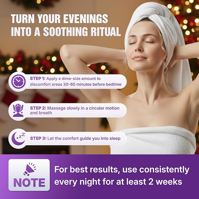 Lavender Magnesium Lotion, Nighttime Magnesium Cream with Chamomile, Shea Butter & Jojoba Oil - Muscle Relief & Relaxation for Legs, Arms, Feet - Christmas Gifts for Women (4oz)