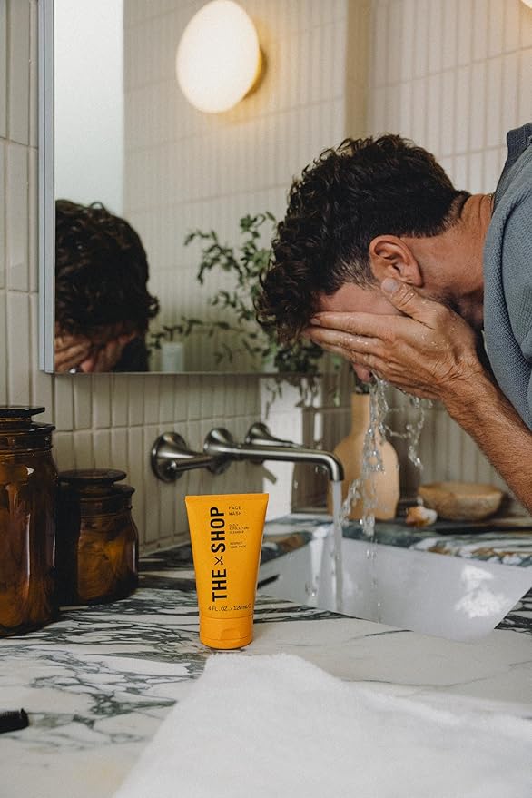 The Shop by LeBron James Men's Daily Exfoliating Face Wash, Gentle Cleanser for All Skin Types, Unclogs Pores, Removes Dirt & Oil, Smoothes Rough & Uneven Texture, Eucalyptus Scent, 4 Fl Oz