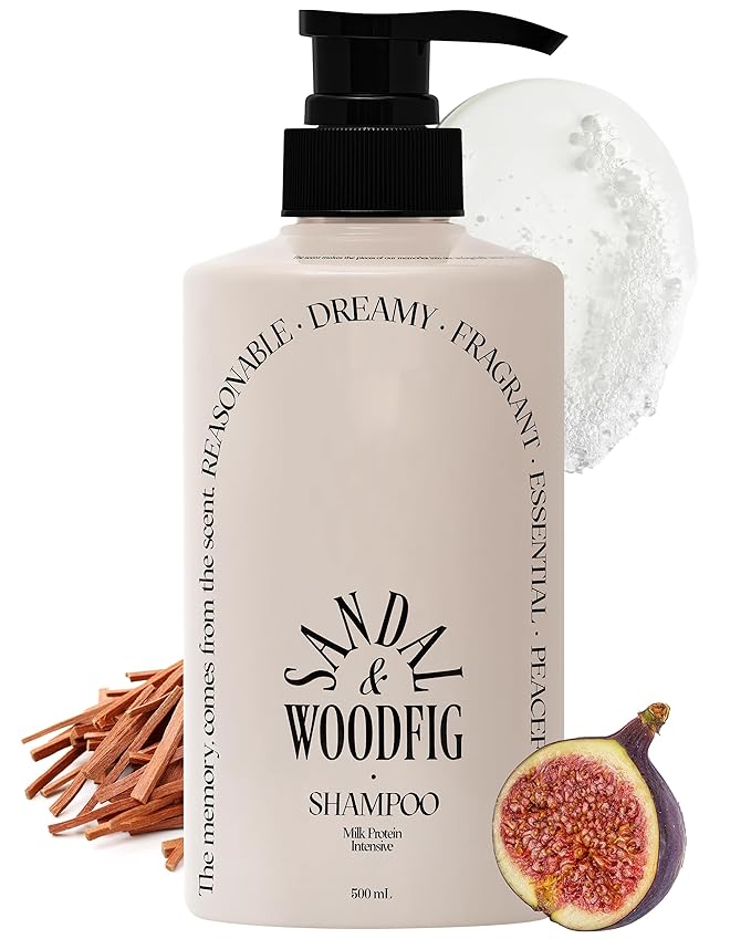 Milk Protein Intensive Korean Shampoo - Volumizing and Hair Loss Relief Perfume Shampoo for Damaged Hair - Cozy Wood & Fig Scent - pH5.5 Scalp Purifying, 16.9 fl.oz.