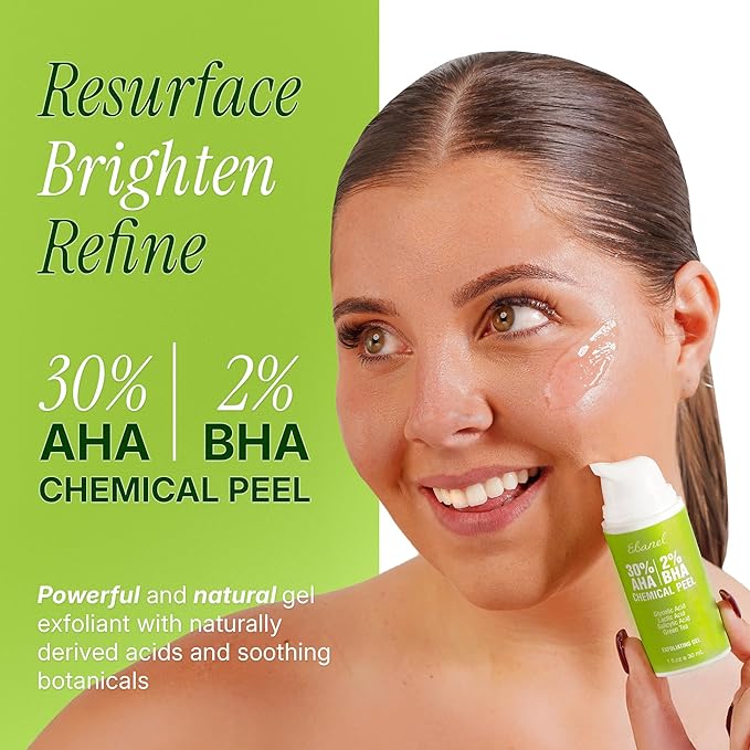 Ebanel Chemical Peel for Face, AHA BHA Exfoliator, Glycolic Acid Peel, Salicylic & Lactic Acid Face Peeling Gel, Infused with Green Tea & Chamomile for Acne Scars, Dark Spots, Wrinkles, Fine Lines
