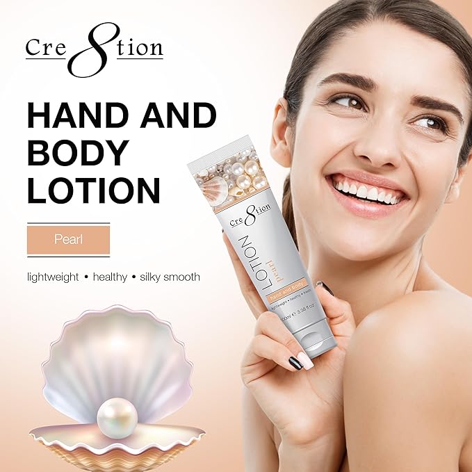Cre8tion Spa Pearl Hand & Body Lotion, Luxurious Lightweight Moisturizer for Silky, Smooth Skin, 3.3 Fl Oz