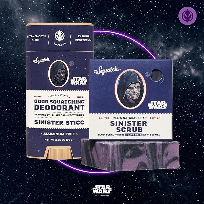 Dr. Squatch Star Wars Bundle - Natural 4 Soap and 2 Deodorant Gift Set - Wisdom Wash, Wisdom Guard, Sinister Scrub, Sinister Sticc