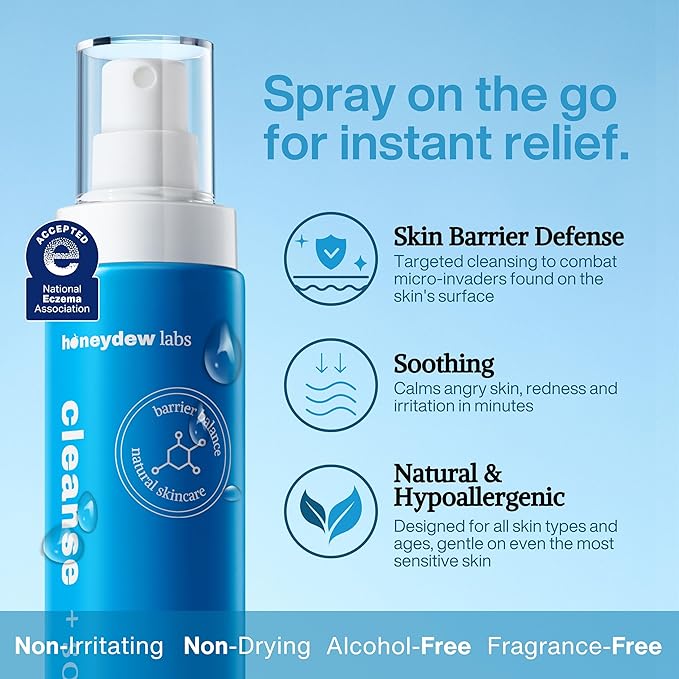 Hypochlorous Acid Spray – Dermatologist Tested HOCl Facial Cleanser for Sensitive, Acne-Prone & Irritated Skin – Soothes Redness, Eczema, Rashes & Itching – Skin Repair Spray, 6.8 oz - Honeydew Labs