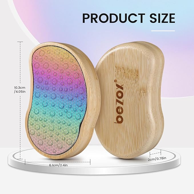 BEZOX Stainless Steel Pedi Egg Foot File Callus Remover for Dry and Wet Feet, Smooth Rough Skin, Plastic-Free Pedicure Tool Pumice Stone, Washable Foot Scrubber for Cracked Heels - Rainbow
