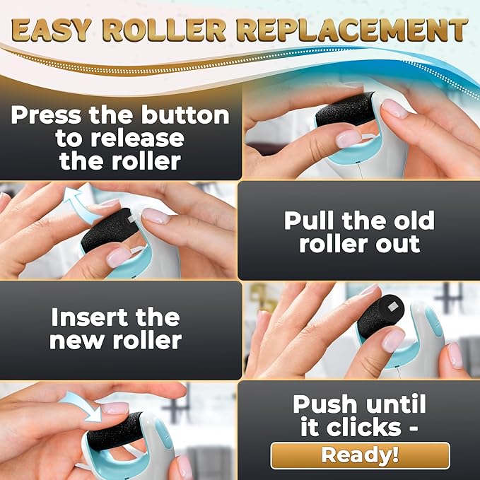 11 Pcs Replacement Rollers for Electric Foot Callus Remover Tool - 7 Extra Coarse & 4 Regular Coarse Refill Heads (1.92 x 0.65 Inches), Micro-Diamond Crystals - Compatible with Amope Pedi Perfect Pro