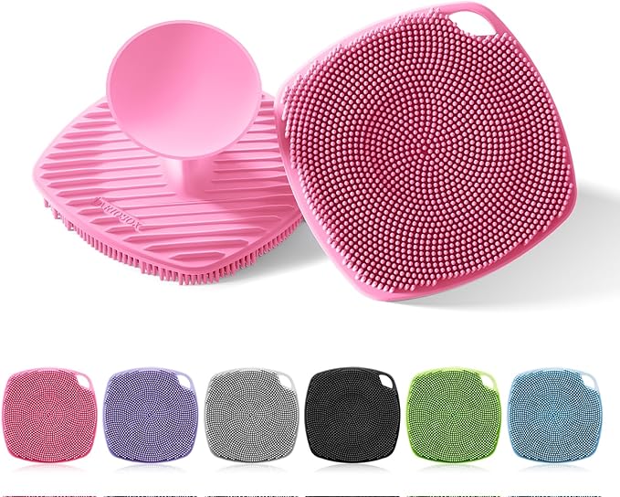 Silicone Body Scrubber, Gentle Texture Exfoliating Body Scrubber for Men and Women On Sensitive Skin, Soft Scrubber Produces Rich Form and Builds Up Lather, Getting a Deep Skin Clean (Pink)