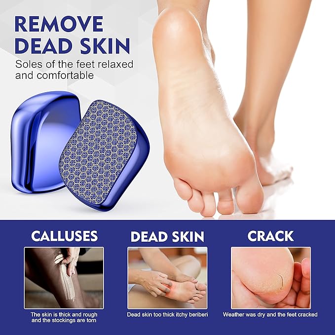 Foot File, Nano Glass Callus Remover, Portable Professional Foot Beauty Care Tool, can be Used for Wet/Dry Cracked feet, Painless Foot File for Dead Skin, Foot calluses, and Foot cuticles - Blue