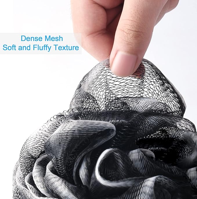 AmazerBath Loofah Sponge 60g/Piece, Loofah for Men Body Scrubber - Bath Sponge Loofa Set of 4 Black