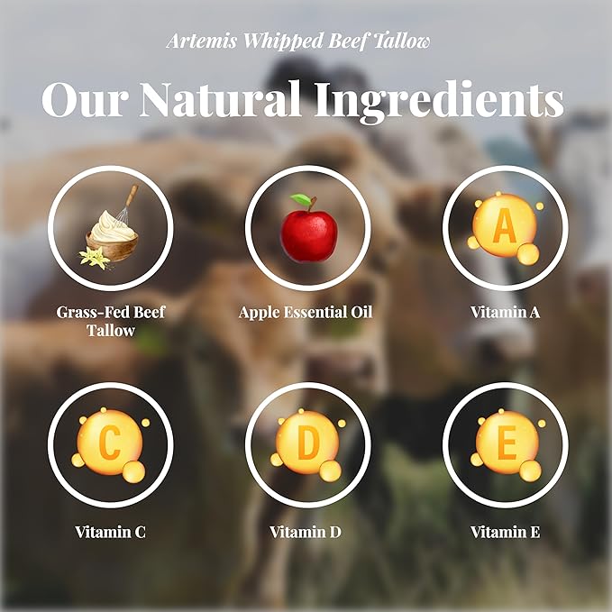 Beef Tallow for Skin - Beef Tallow face and body Balm, Natural Cream, 6 oz (Pack of 1) | Grass-Fed Beef Tallow, All-Natural Moisturizer, Whipped Beef tallow Cream for Smooth Skin, Vitamins A, C, D, E