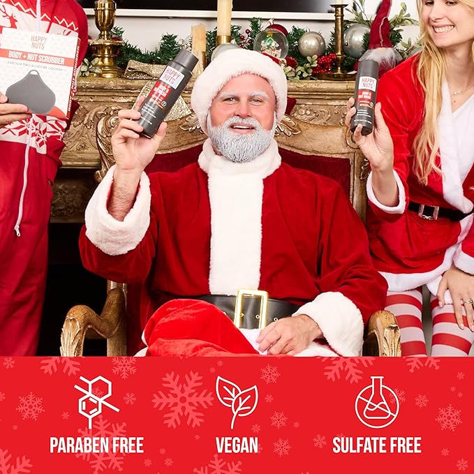 HAPPY NUTS Big Wood Body and Nut Wash - Moisturizing Men's Shower Gel, Natural Bodywash with Deep Cleanse for Sensitive Skin - Men's Soap (2 Pack, Big Wood)