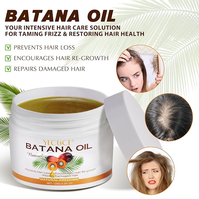 100% Natural Pure Batana Oil for Hair Growth, Unrefined Organic Raw Batana Oil Hair Growth Oil for Prevent Hair Loss, Enhances Hair Thickness, Repairs Damaged Hair for Men & Women (4.2 fl oz)
