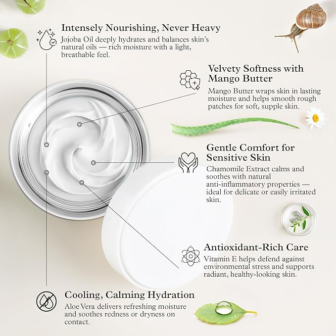 PURPLE CANYON 99% Snail Mucin Body Butter 8oz | Reduce Blemishes, Dark Spots, and Wrinkles for Radiant Skin | Skin Care Snail Cream Moisturizer Dry Skin Repair