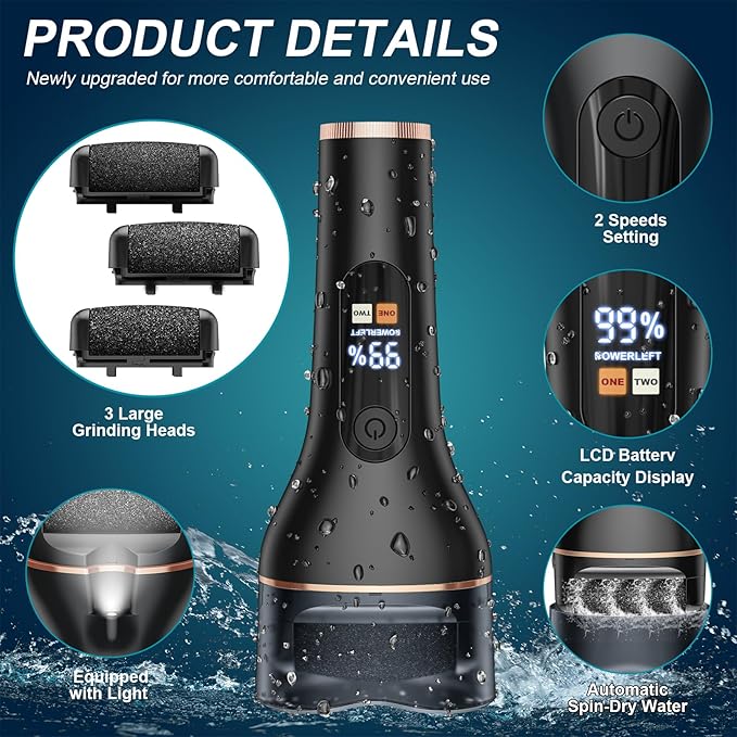 Electric Callus Remover for Feet Rechargeable Portable Electronic Foot File Pedicure Tools 16 In 1 Foot Callus Remover Kit Foot Scrubber Professional Foot Care To Remove Dead Skin Hard Skin Dry Cracks