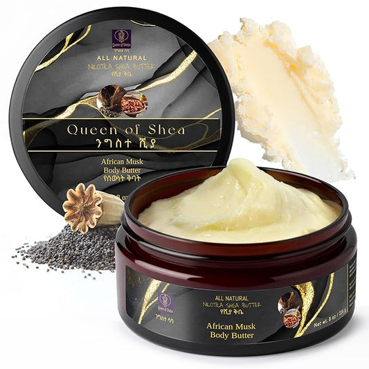 African Shea Butter Raw Organic Unrefined Shea Butter for Face 8oz (Pack of 1) African Musk - Organically Certified USDA for All Skin Types Body and Hair Moisturizing Skincare