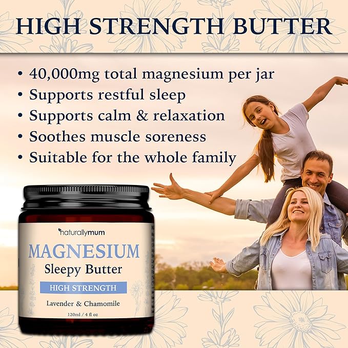Magnesium Butter [NATURAL & VEGAN] - Topical Magnesium Chloride Cream Butter Support for Sleep, Bone, Heart & Muscle Health - Lavender & Chamomile – High Strength Balm - Made in UK & Safe for Kids