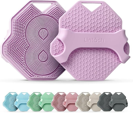 Silicone Shower Scrubber for Body – Exfoliating Loofah Alternative, Silver-Infused & Hygienic, Gentle for Sensitive Skin, Durable & Long-Lasting Body Scrubber for Women - Purple