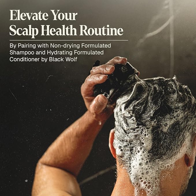 Black Wolf Sonic Scalp Scrubber - Electric Hair & Scalp Massager Brush with 3-Speed Oscillation - Rechargeable Shower Brush & Head Scrubber with Soft Silicone Bristles for Deep Clean & Exfoliation